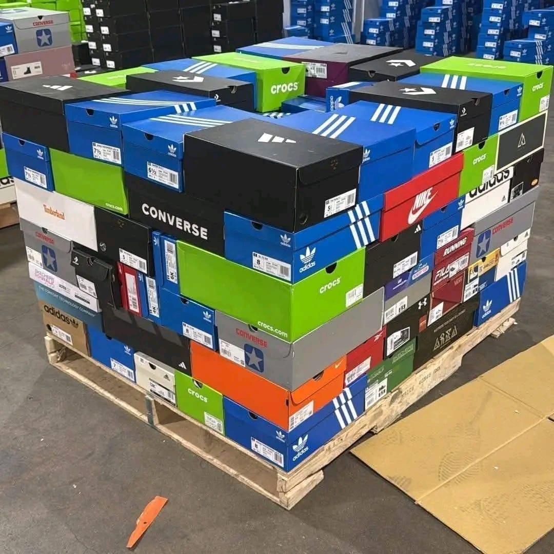 pallet of shoes for sale.